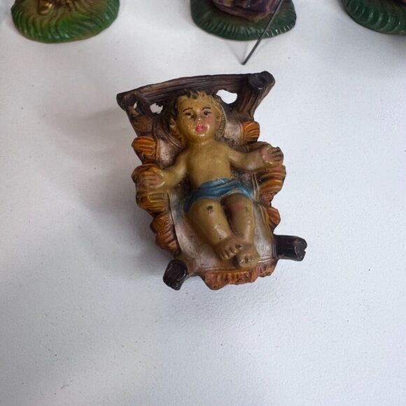 Vintage Hand Painted Italian Nativity Scene Creche Composite Christmas Holiday - Picture 5 of 9